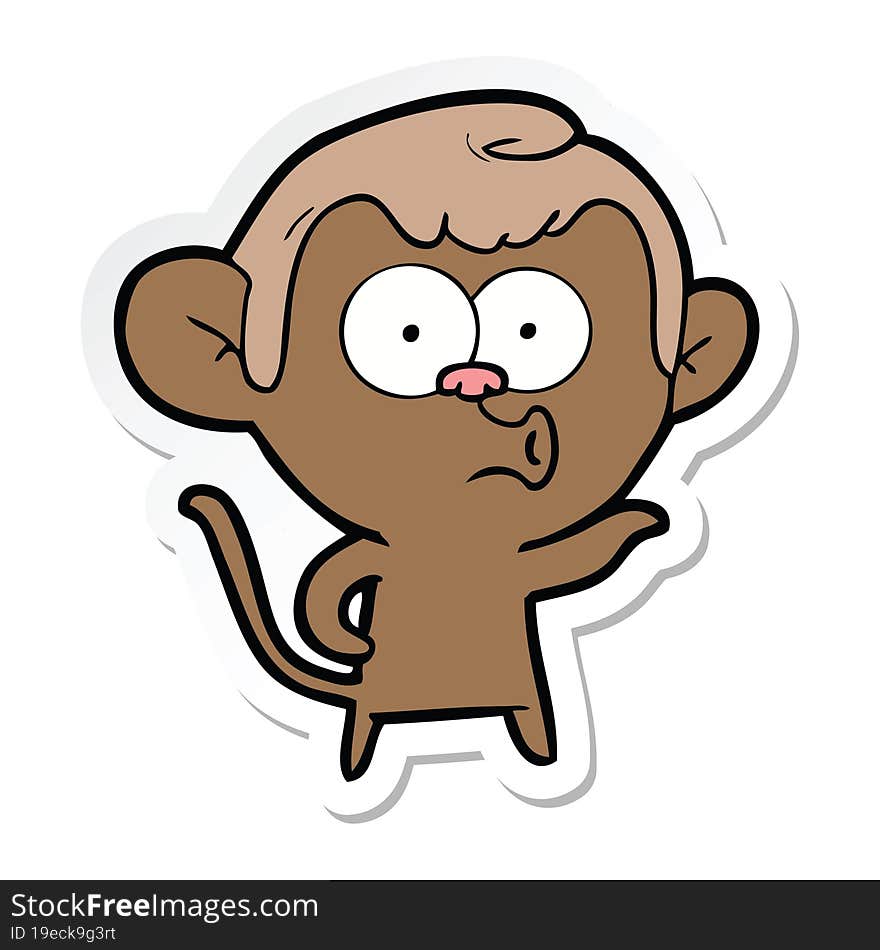 sticker of a cartoon hooting monkey