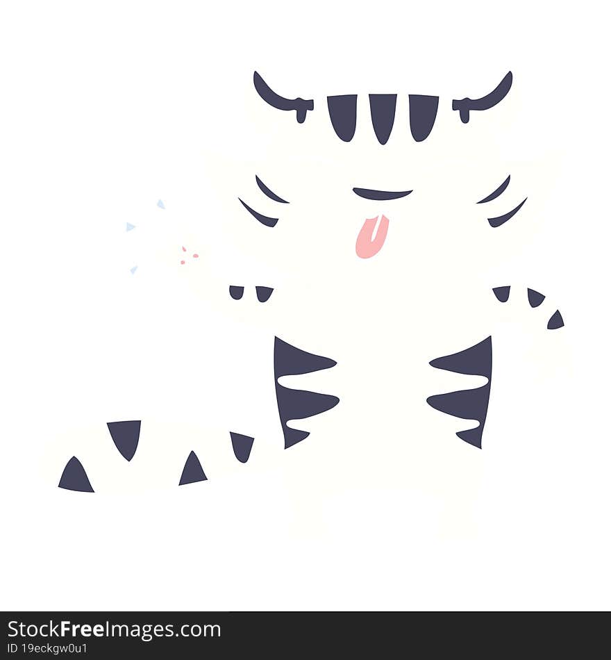 flat color style cartoon white tiger