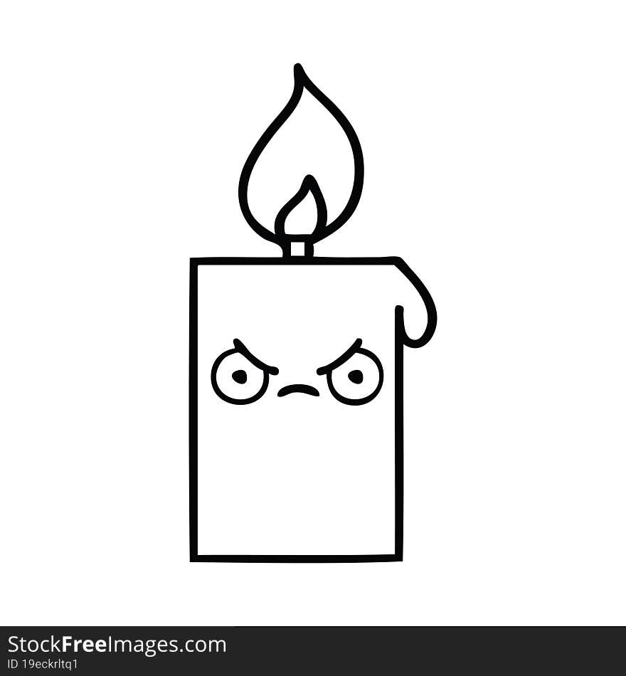 line drawing cartoon of a lit candle