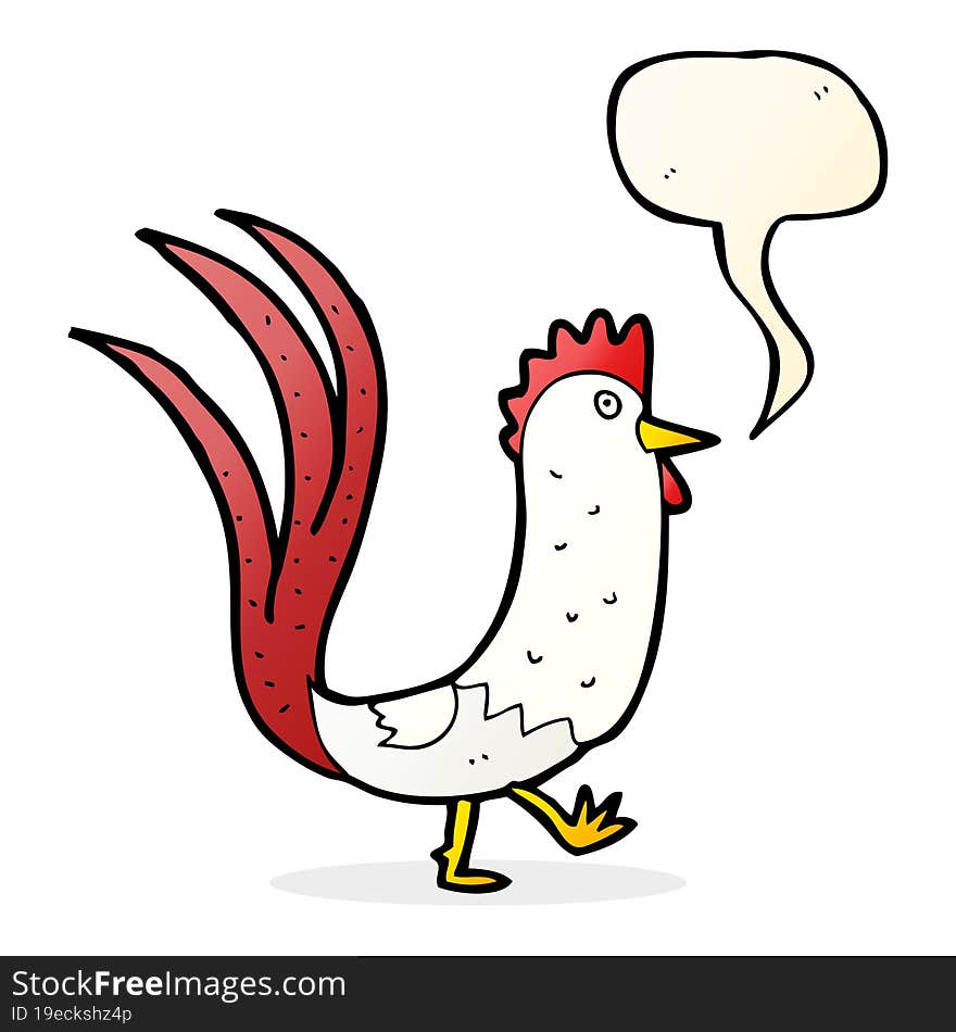 Cartoon Cockerel With Speech Bubble