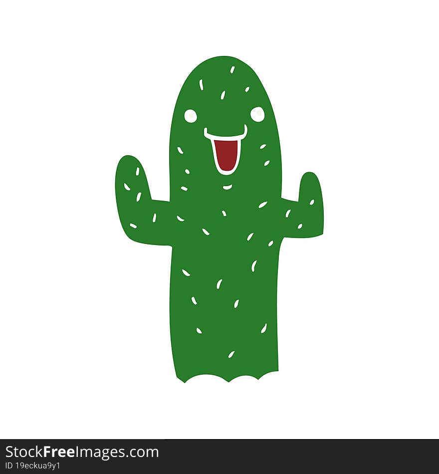 flat color style cartoon cactus