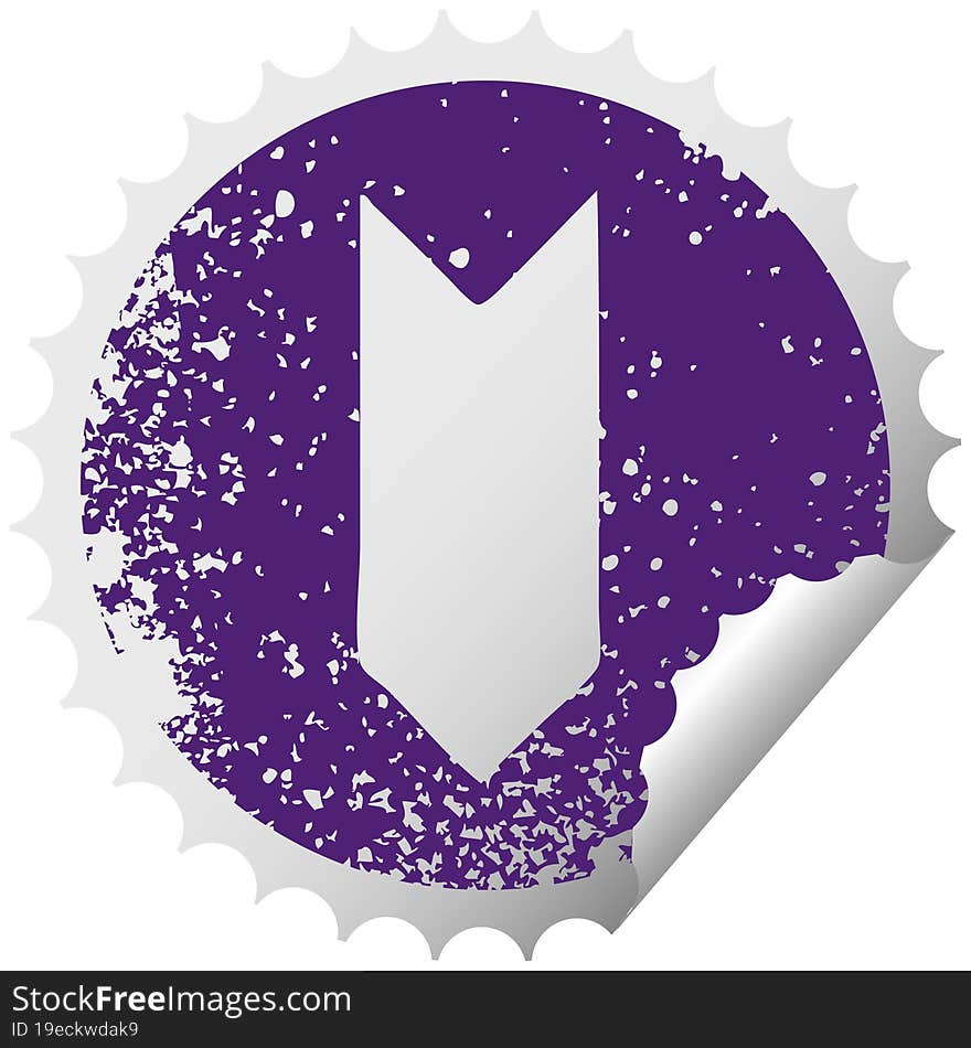 Distressed Circular Peeling Sticker Symbol Of A Medal Ribbon