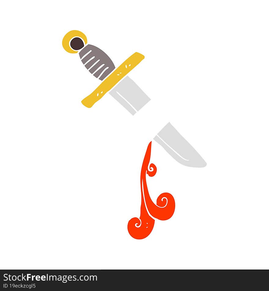 Flat Color Illustration Of A Cartoon Tattoo Knife Symbol