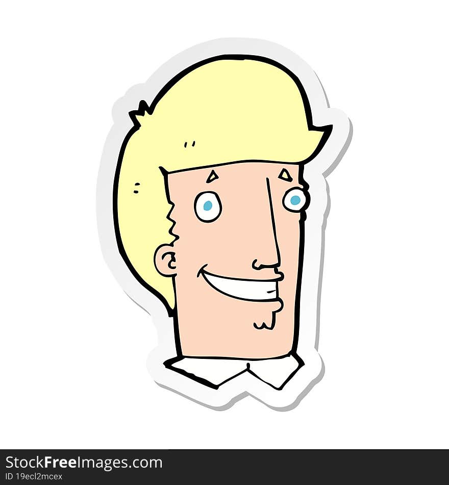 sticker of a cartoon happy man