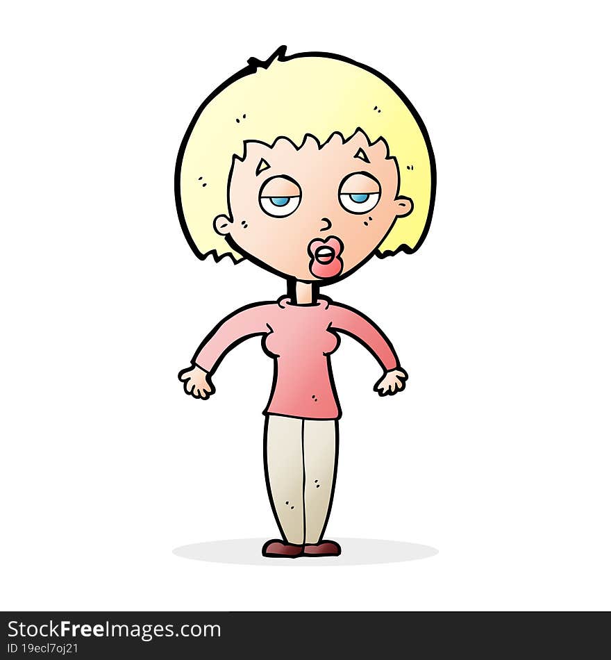 cartoon woman shrugging shoulders