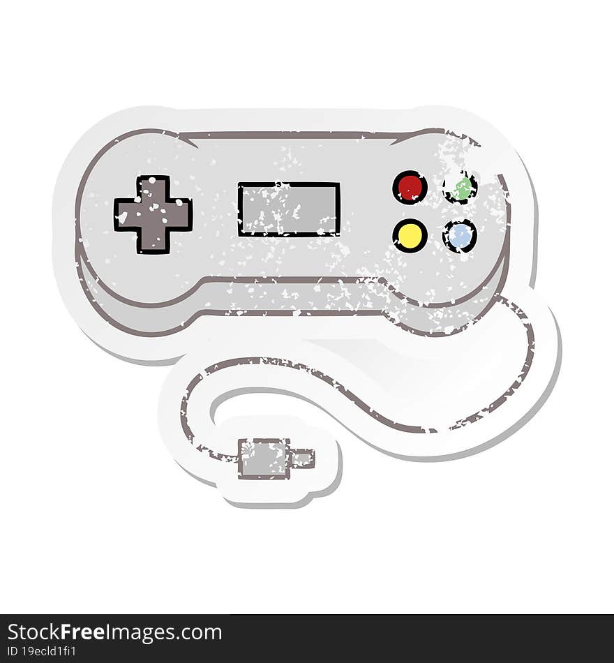 distressed sticker of a cute cartoon game controller