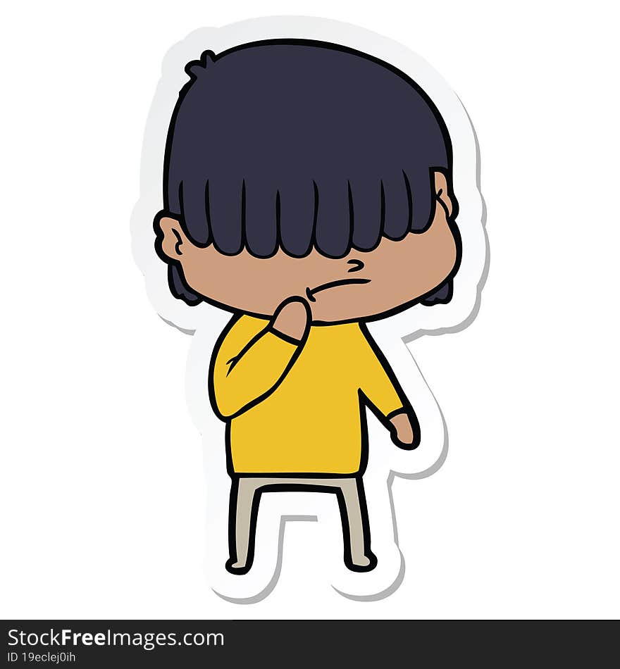 sticker of a cartoon boy with untidy hair