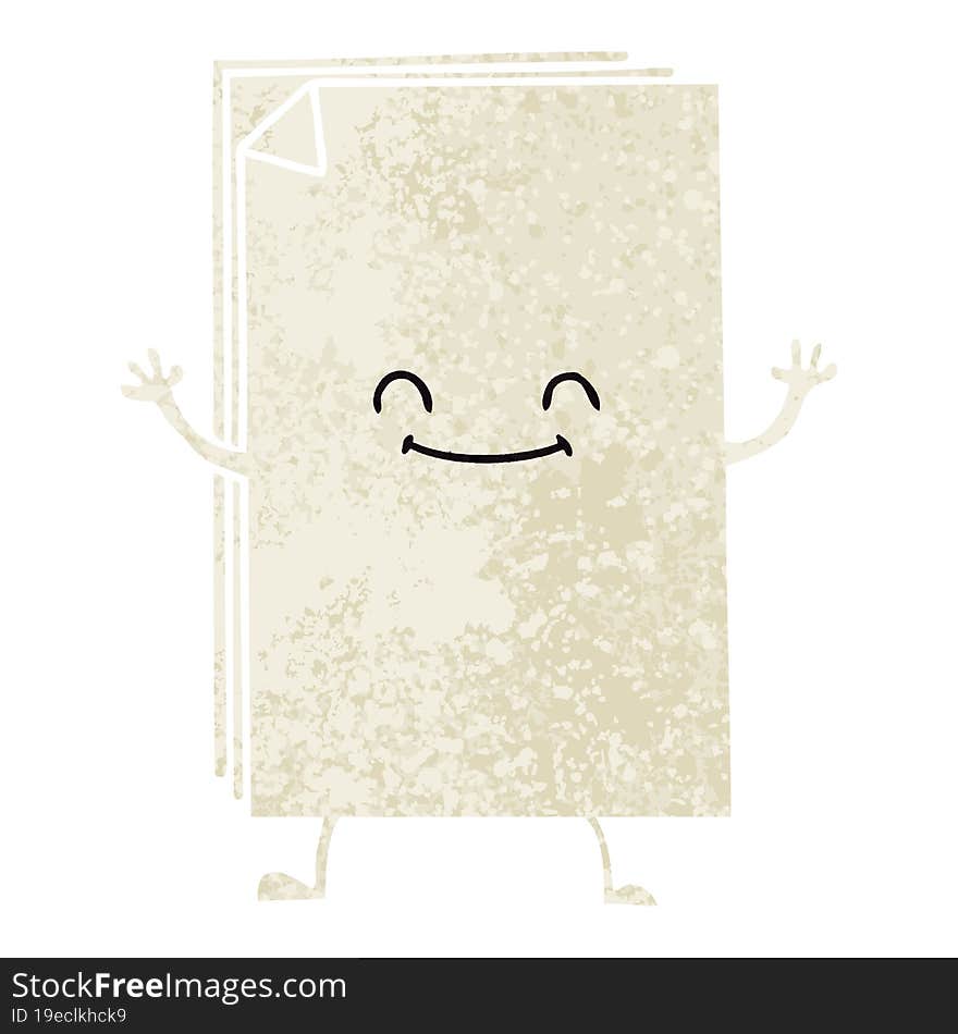 Quirky Retro Illustration Style Cartoon Happy Stack Of Papers