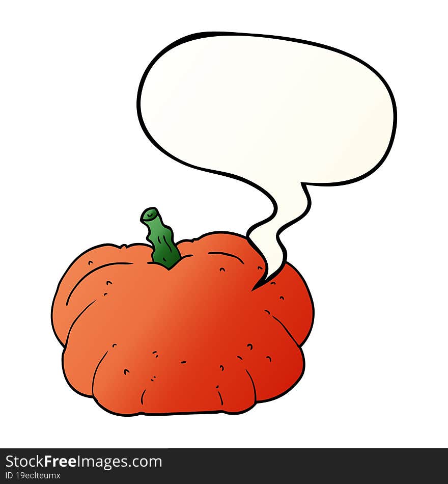 cartoon pumpkin and speech bubble in smooth gradient style