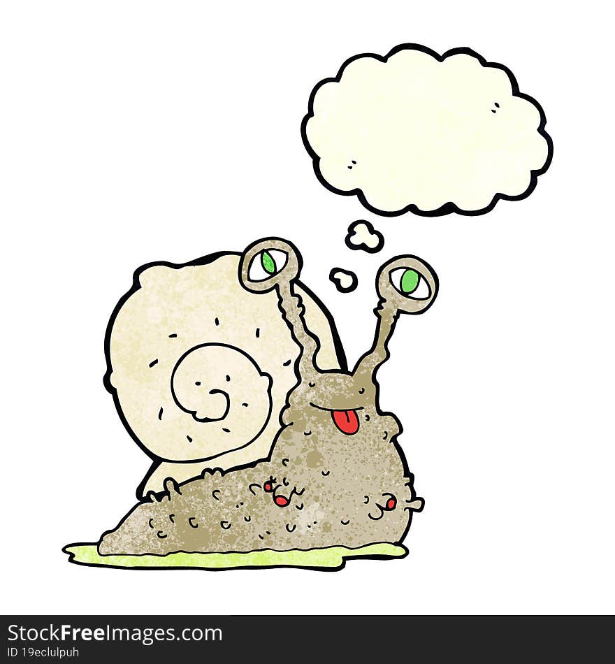 Cartoon Gross Slug With Thought Bubble