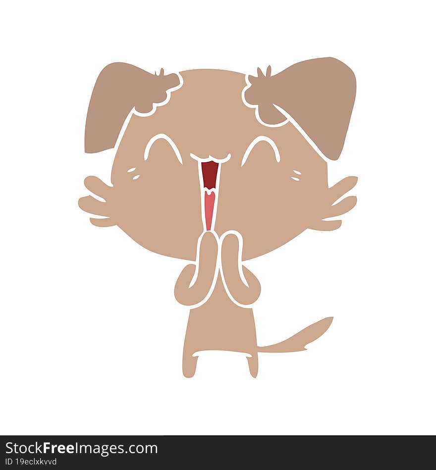 laughing little dog flat color style cartoon