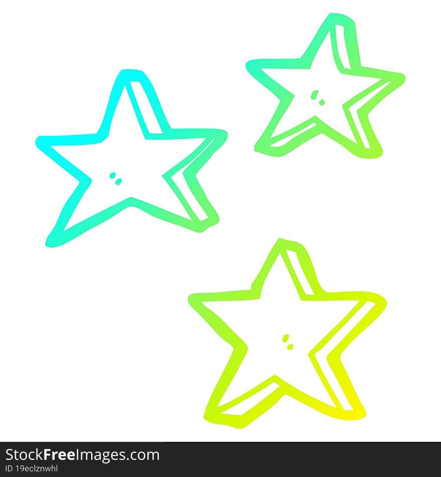 cold gradient line drawing cartoon stars