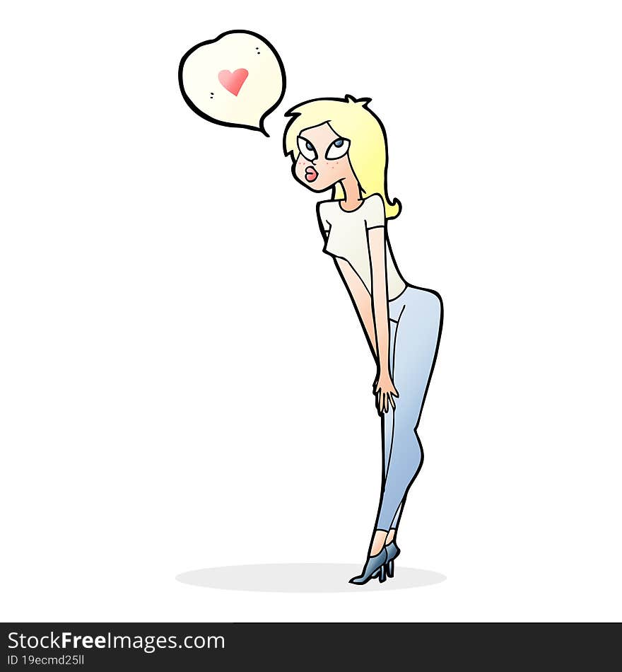 cartoon woman with love heart