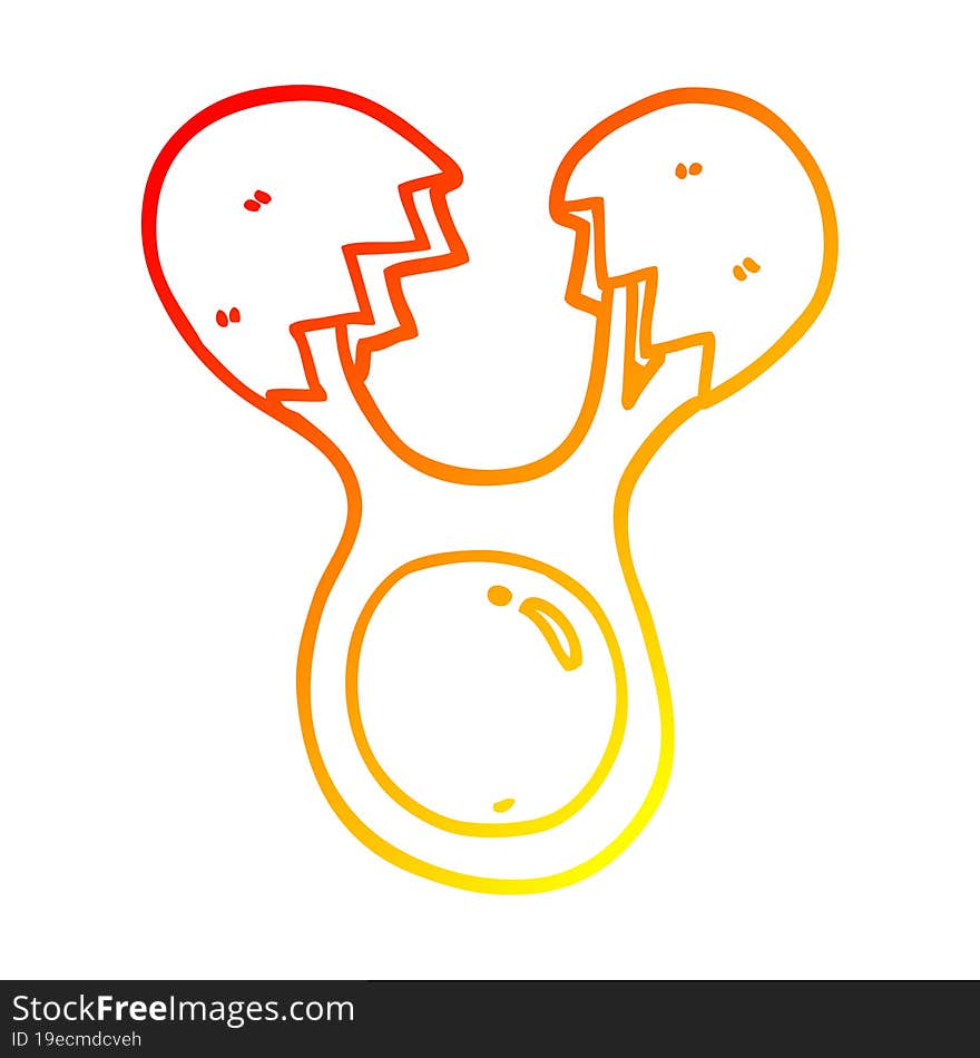 warm gradient line drawing of a cartoon cracked egg