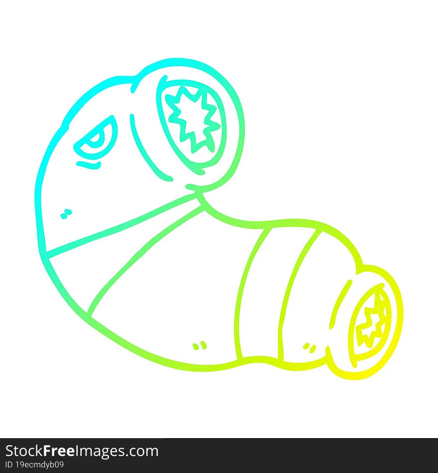 Cold Gradient Line Drawing Cartoon Monster Leech