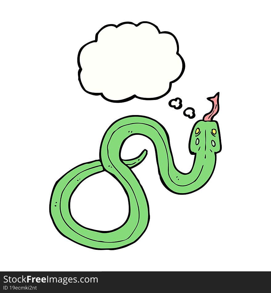 cartoon snake with thought bubble