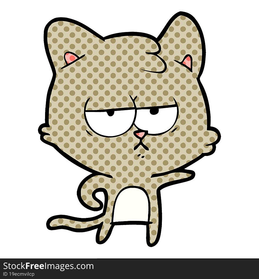 bored cartoon cat. bored cartoon cat