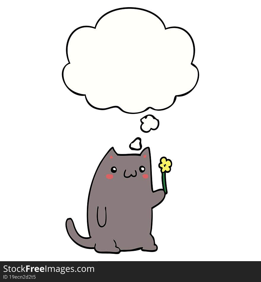 cute cartoon cat with thought bubble. cute cartoon cat with thought bubble