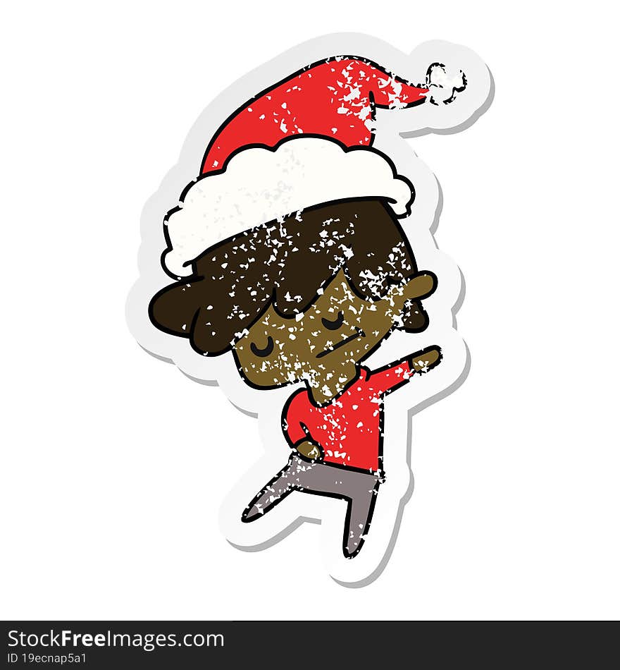 christmas distressed sticker cartoon of kawaii boy