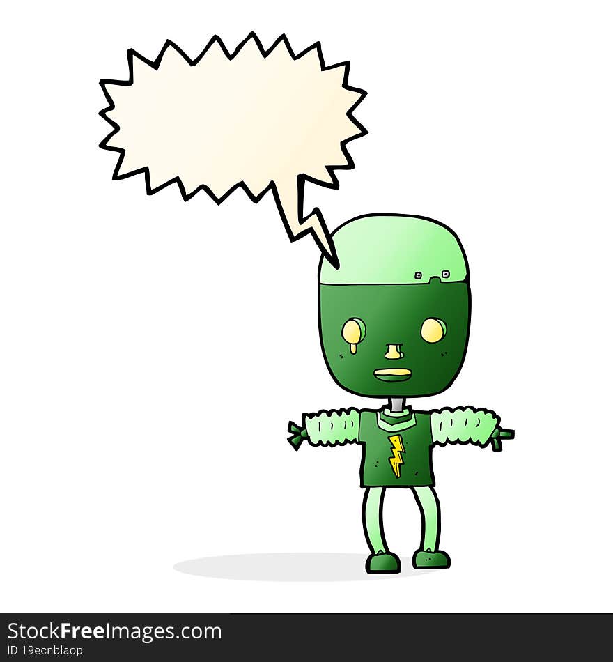 cartoon robot with speech bubble