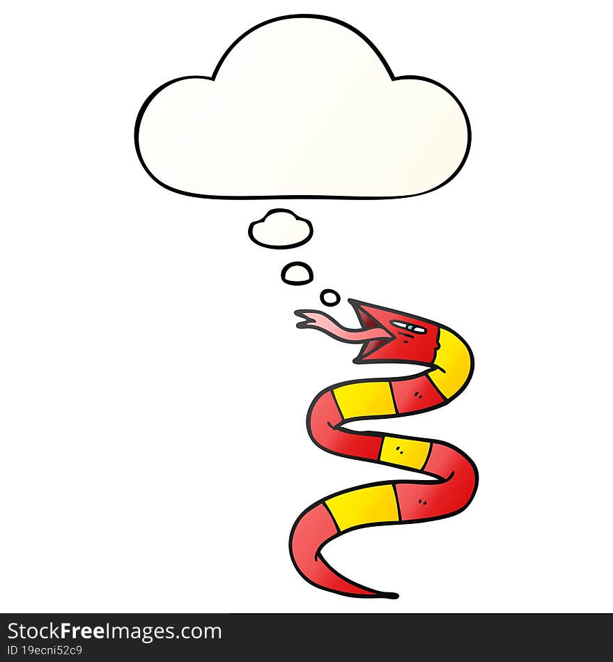 cartoon snake and thought bubble in smooth gradient style