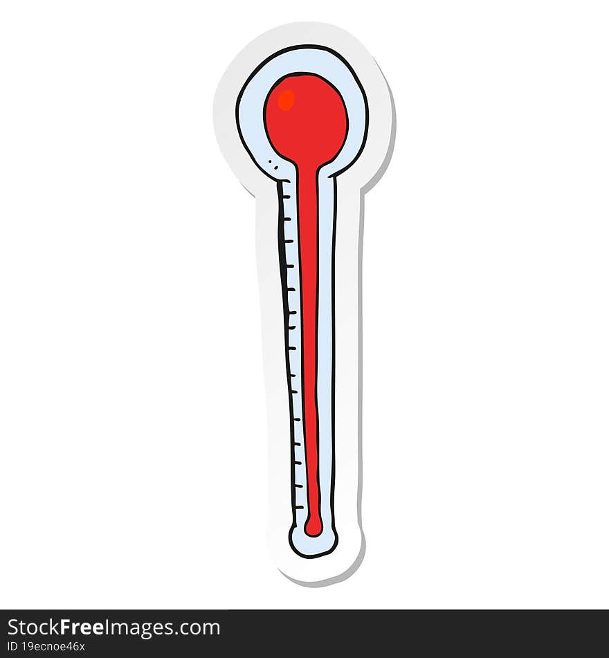 sticker of a cartoon thermometer