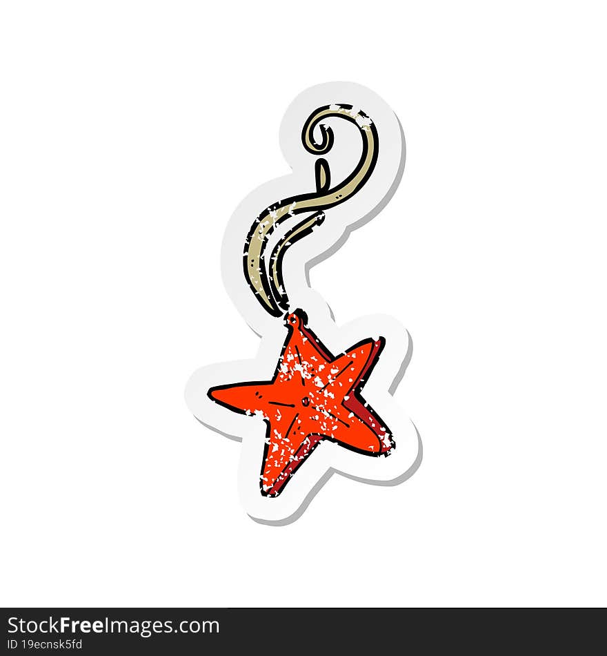 retro distressed sticker of a cartoon magic star necklace