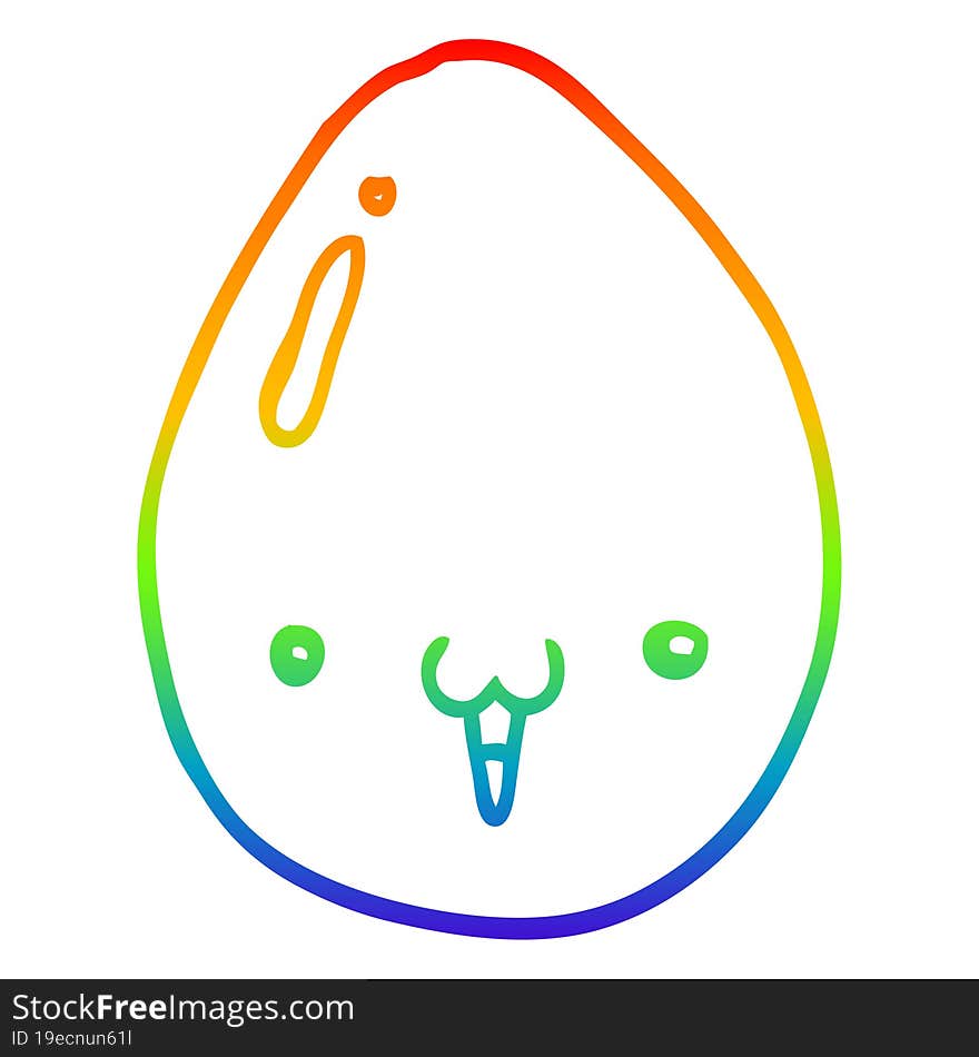 rainbow gradient line drawing of a cartoon egg