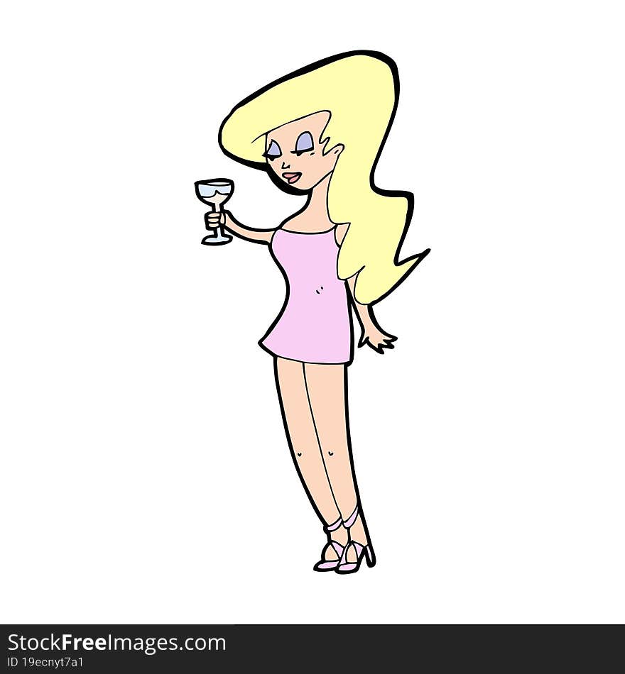 cartoon woman at party