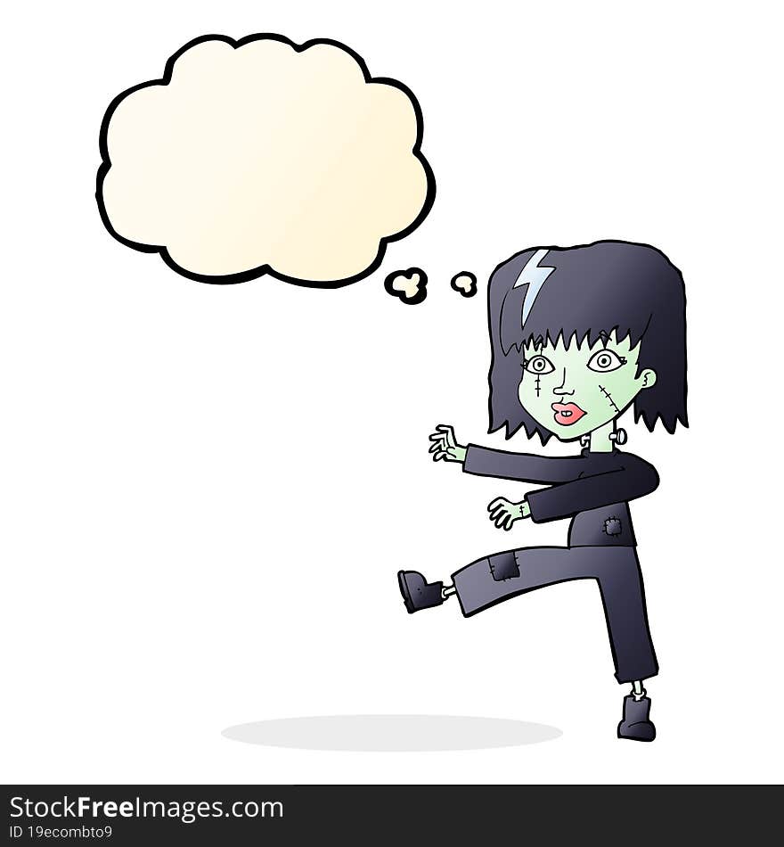 cartoon zombie girl with thought bubble