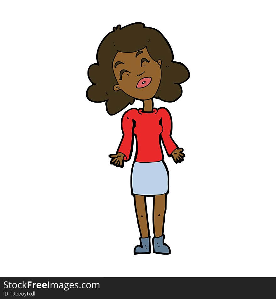 cartoon woman shrugging shoulders