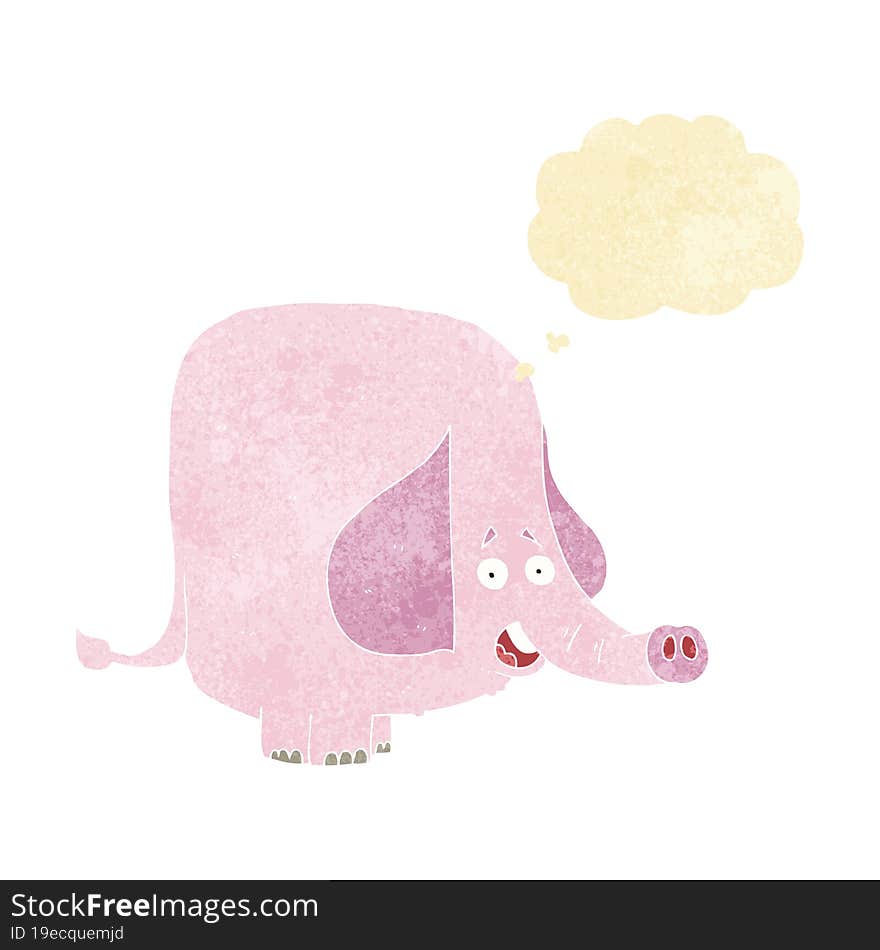 cartoon pink elephant with thought bubble