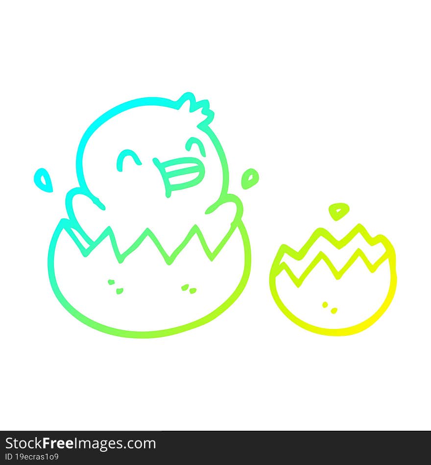 cold gradient line drawing cute cartoon chick