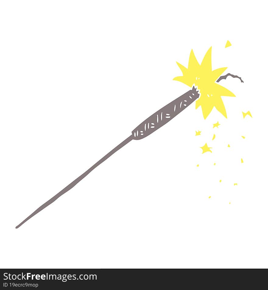 Flat Color Illustration Of A Cartoon Sparkler