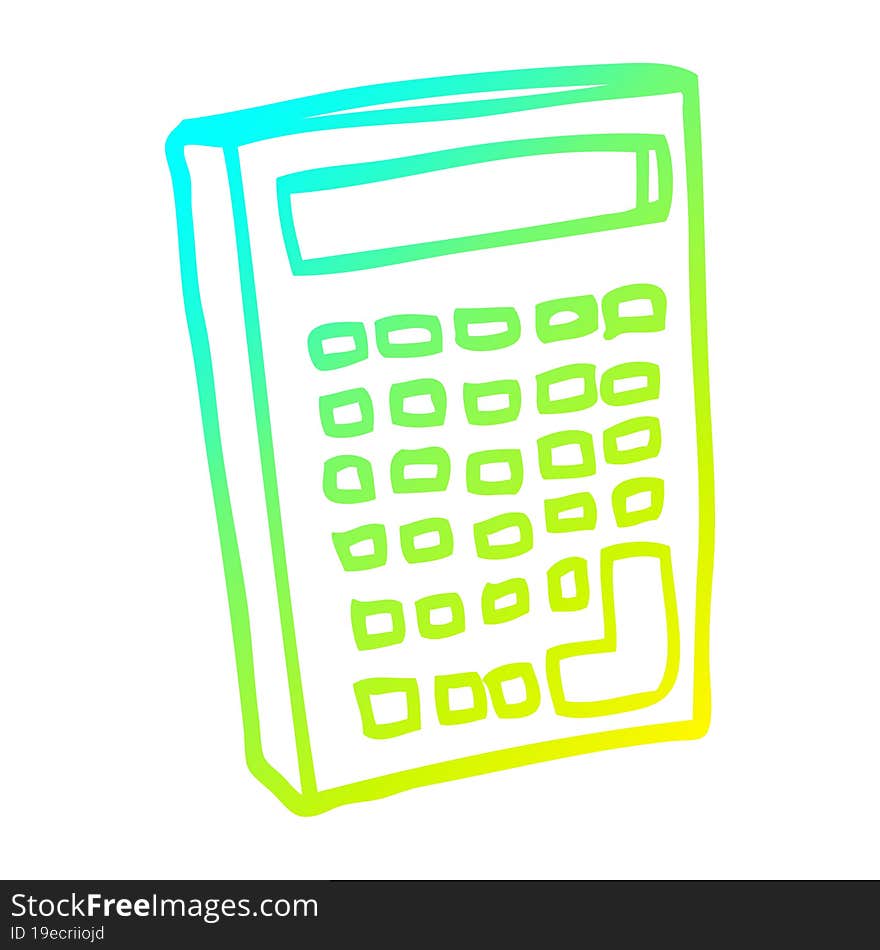 cold gradient line drawing of a cartoon calculator