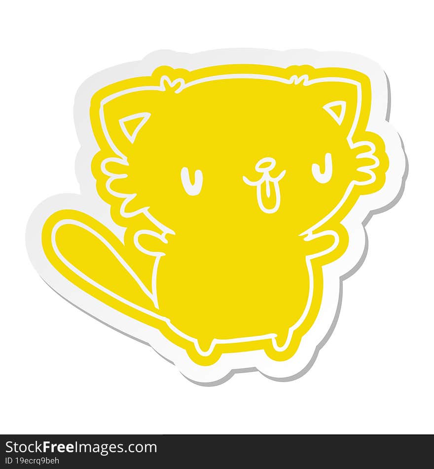 cartoon sticker of cute kawaii cat