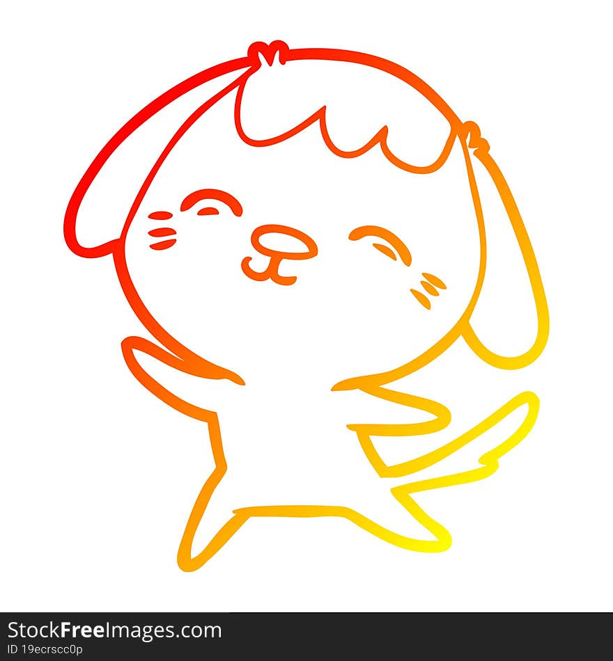 warm gradient line drawing happy cartoon dog