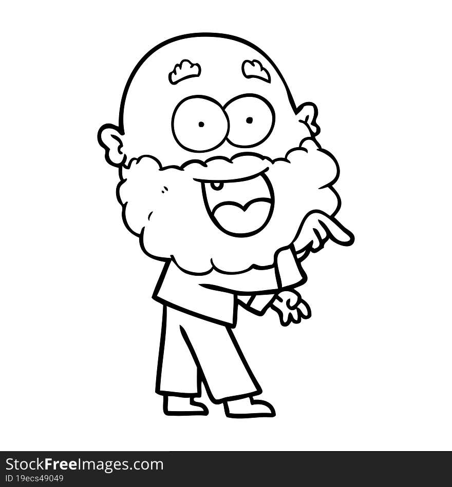 cartoon crazy happy man with beard. cartoon crazy happy man with beard