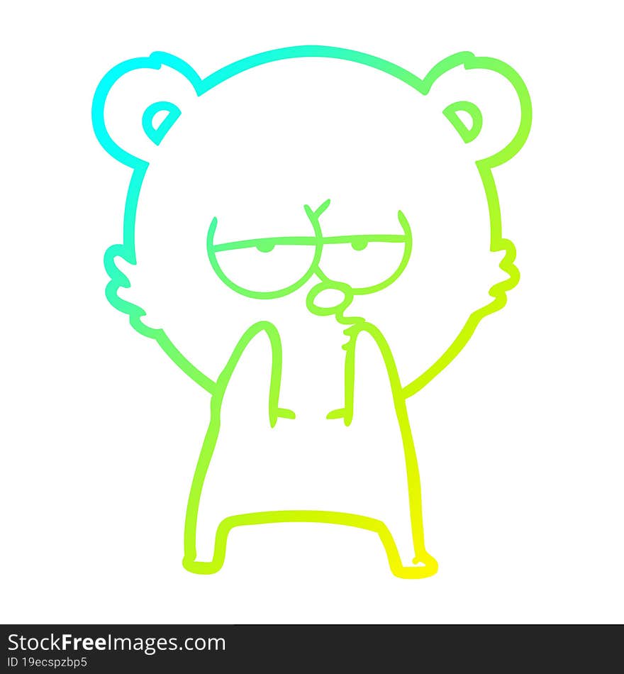 cold gradient line drawing bored bear cartoon