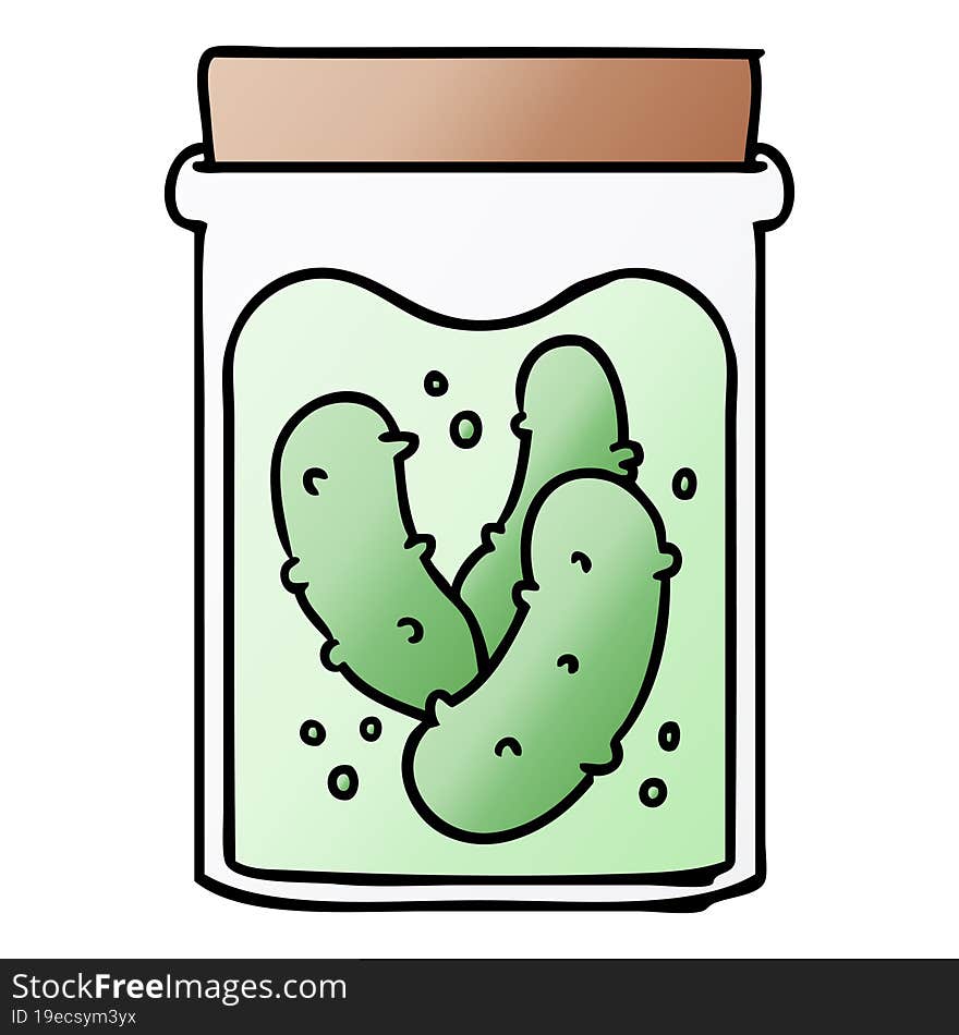 gradient cartoon doodle jar of pickled gherkins