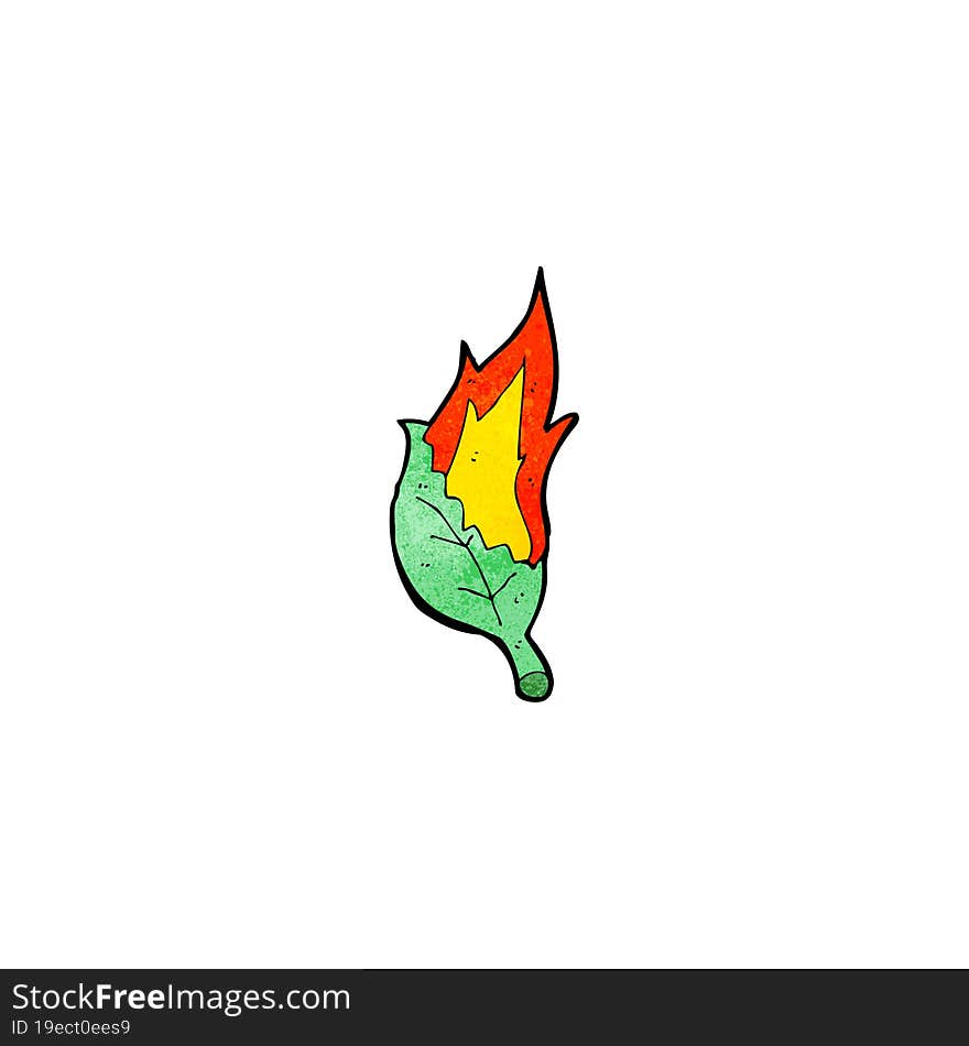 cartoon burning leaf