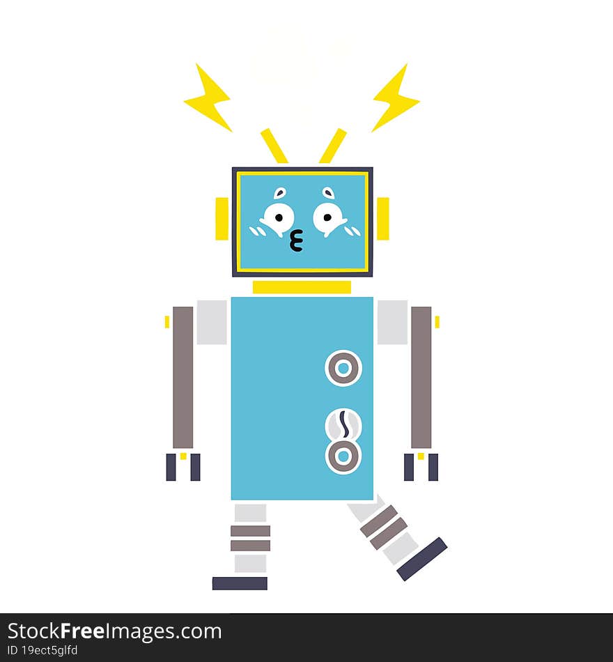 flat color retro cartoon of a robot