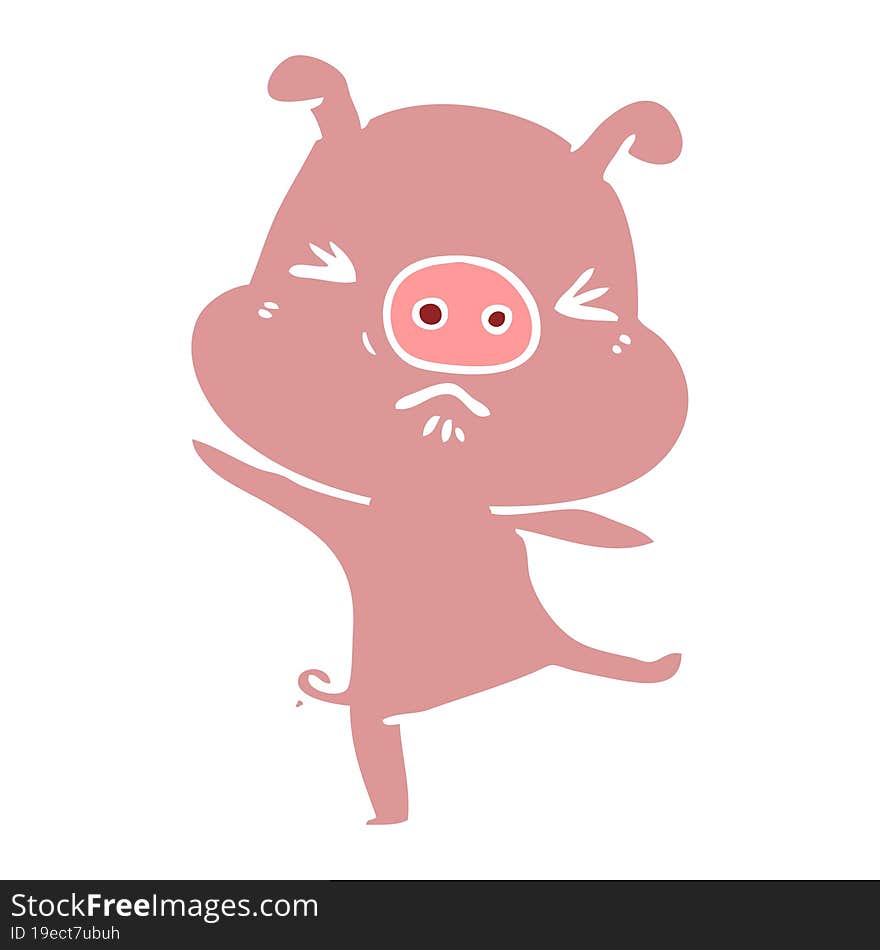 flat color style cartoon furious pig