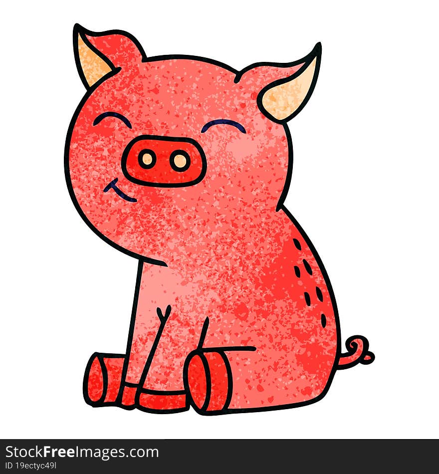 Quirky Hand Drawn Cartoon Pig