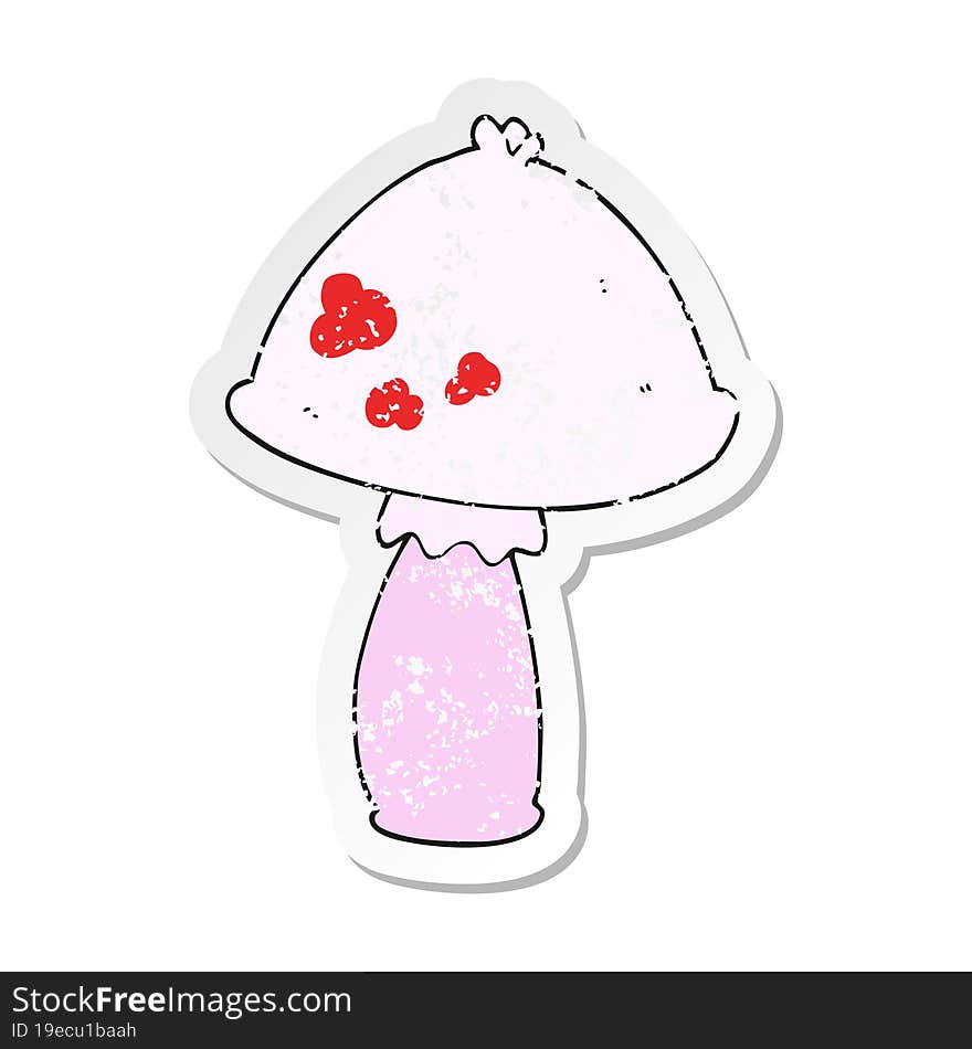 Retro Distressed Sticker Of A Cartoon Mushroom