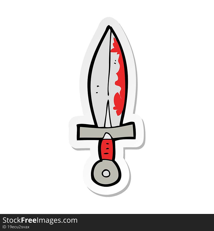 sticker of a cartoon bloody sword