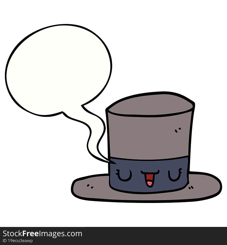 cartoon top hat with speech bubble. cartoon top hat with speech bubble