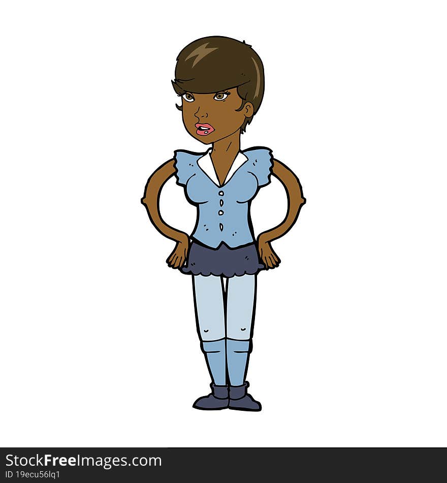 Cartoon Woman With Hands On Hips