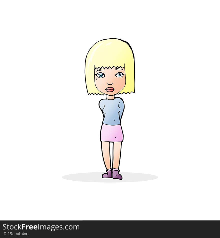 cartoon serious girl