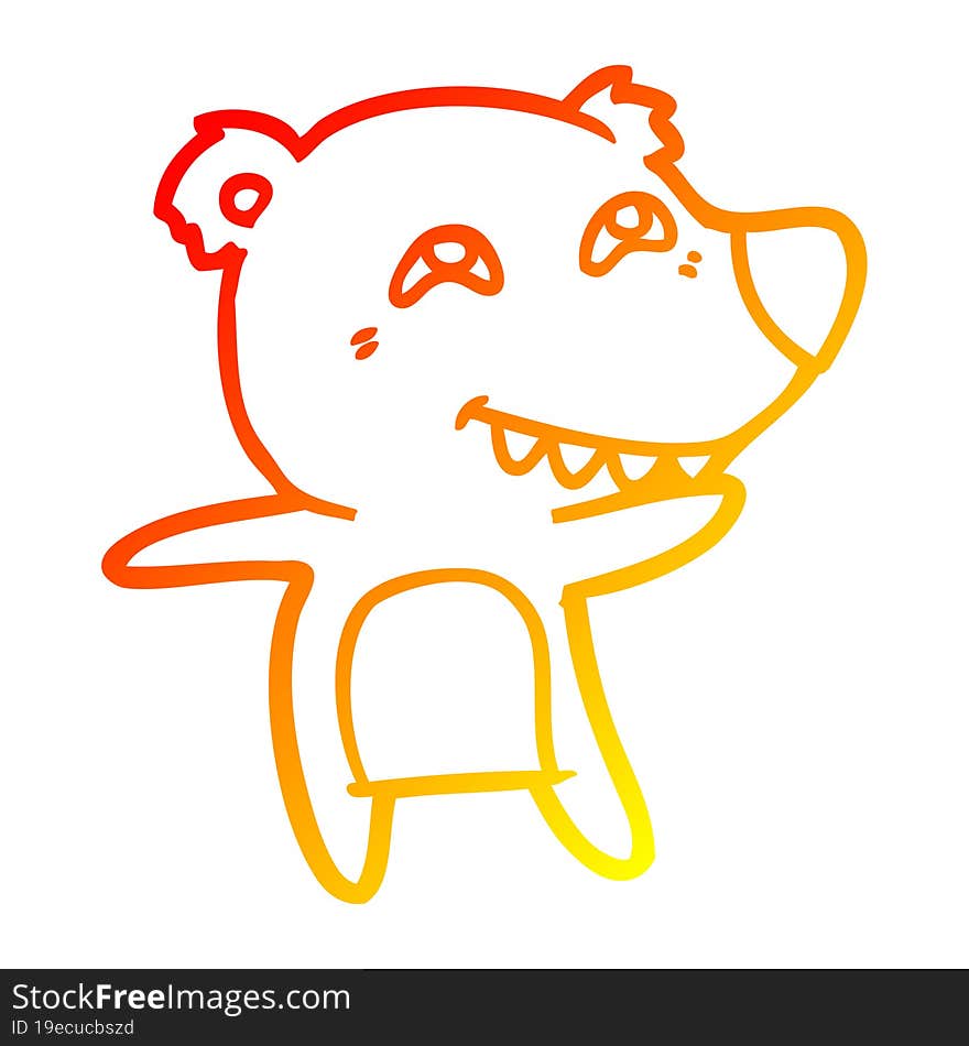 warm gradient line drawing cartoon polar bear showing teeth